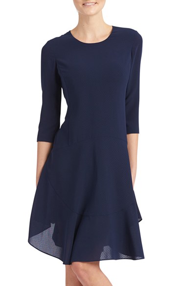 Donna Morgan Crepe Fit & Flare Dress Midnight Blue trapeze dresses for easter