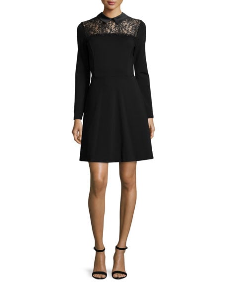 ERIN erin fetherston Lace-Yoke Fit-and-Flare Shirtdress Black