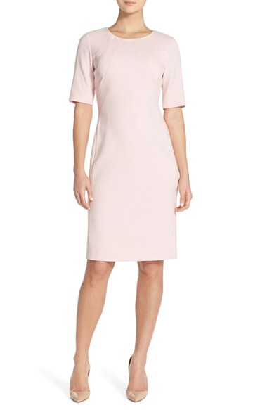 Eliza J Seamed Crepe Sheath Dress Lotus Pink