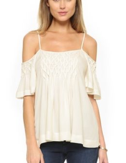 Ella Moss Stella Cold Shoulder Blouse Natural or Black cold shoulder tops for spring