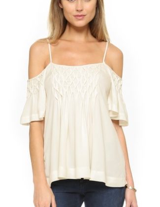 Ella Moss Stella Cold Shoulder Blouse Natural or Black cold shoulder tops for spring