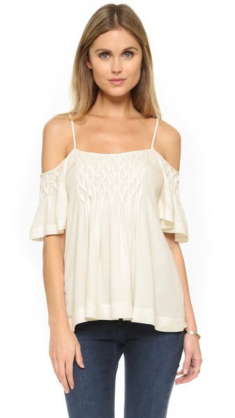 Ella Moss Stella Cold Shoulder Blouse Natural or Black cold shoulder tops for spring 