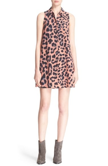 Equipment 'Mina' Leopard Print Silk Shirtdress Desert Sand Multi