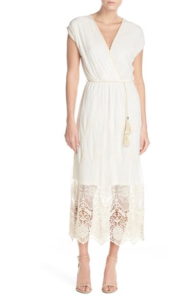 Fraiche by J Embroidered Mesh & Cotton Midi Dress Marie Cream