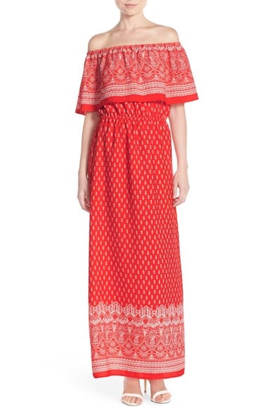 Fraiche by J Off the Shoulder Woven Maxi Dress Mika Red maxi dresses for easter