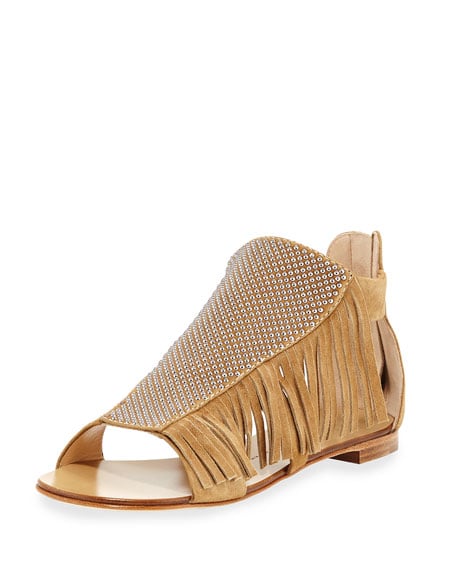 Giuseppe Zanotti Studded Fringe Flat Sandal Falasco