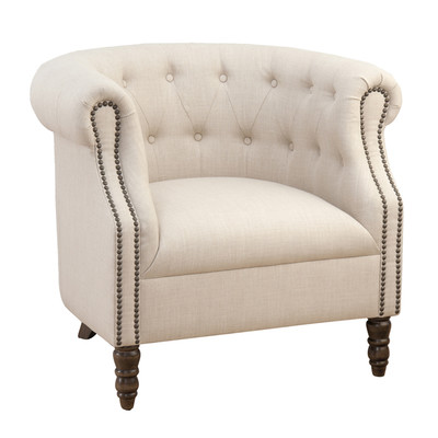Grace Tufted Arm Chair by Jofran Natural Nailhead Trim Wayfair Easter Sale