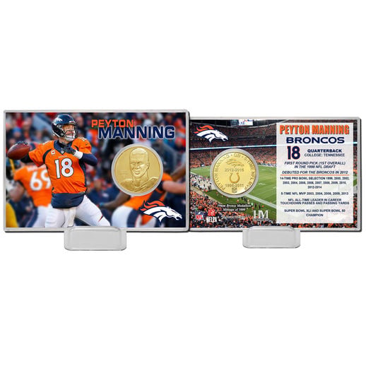 HIGHLAND MINT PEYTON MANNING DENVER BRONCOS CAREER BRONZE COIN CARD