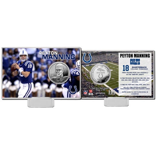 HIGHLAND MINT PEYTON MANNING INDIANAPOLIS COLTS CAREER SILVER COIN CARD