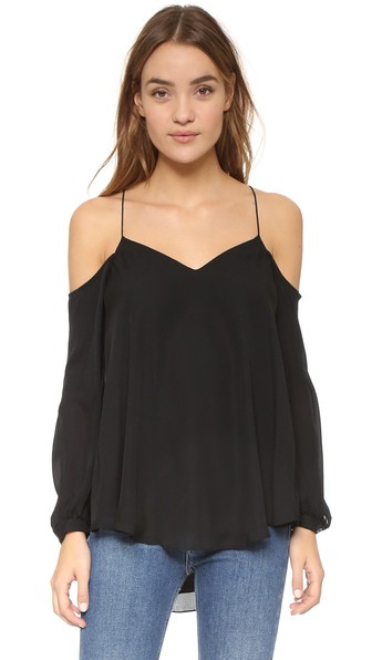 Haute Hippie Cold Shoulder Blouse Black cold shoulder tops for spring