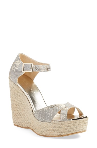 Jimmy Choo 'Pallis' Wedge Sandal (Nordstrom Exclusive) Light Khaki Suede