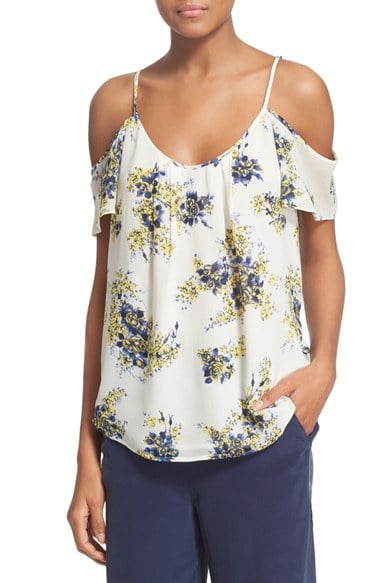 Joie 'Aldorlee B' Print Cold Shoulder Top Porcelain