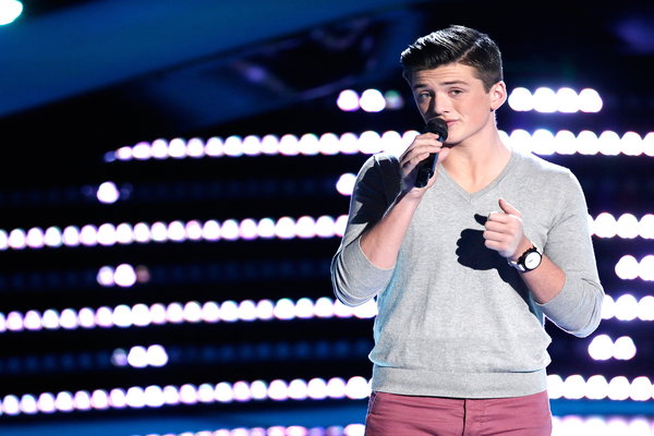 See 16 year old Jonathan Hutcherson perform One Direction's hit song "You & I" during his "The Voice" season 10 blind audition on Monday, March 14, 2016.