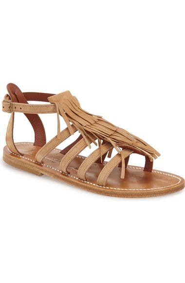 K.Jacques St. Tropez Fringe Flat Sandal (Women) Beige