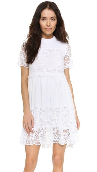 KENDALL + KYLIE Lace Babydoll Dress White Black casual lace dresses for spring music festival season