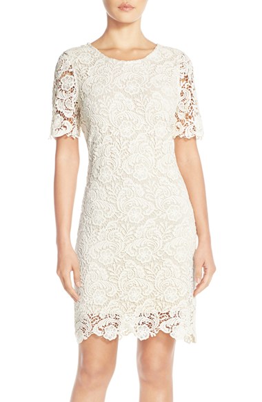 KUT from the Kloth Lace Sheath Dress Ivory Nude