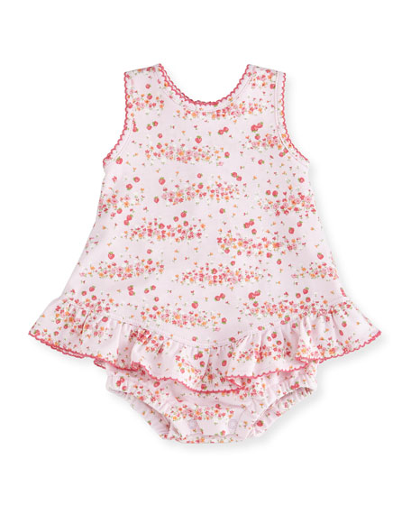 Kissy Kissy Strawberry Summer Pima Floral-Print Play Dress Pink, Size 3-18 Months