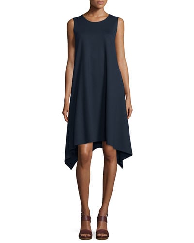 Lafayette 148 New York Draped Tank Dress Ink Blue trapeze dresses for easter