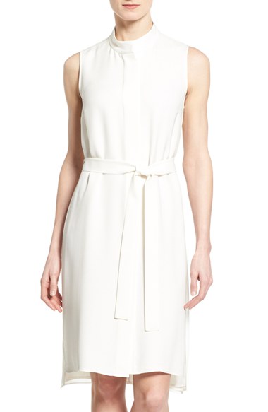 Lafayette 148 New York 'Windsor' Belted A-Line Dress Cloud a-line dresses for easter
