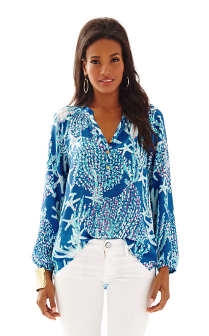 Lilly Pulitzer ELSA TOP - GOOD REEF Indigo Good Reef