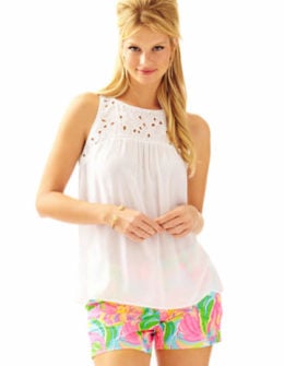 Lilly Pulitzer FLUTTER TOP - SOLID Resort White