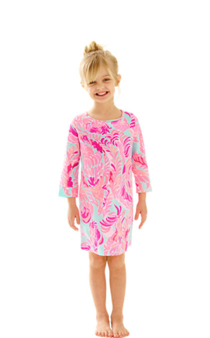 Lilly Pulitzer GIRLS MINI MARLOWE T-SHIRT DRESS Poolside Blue Love Birds