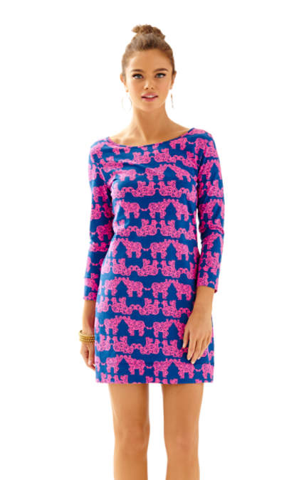 Lilly Pulitzer MARLOWE BOATNECK T-SHIRT DRESS Indigo Pack Your Trunk Elephant lilly pulitzer t-shirt dresses