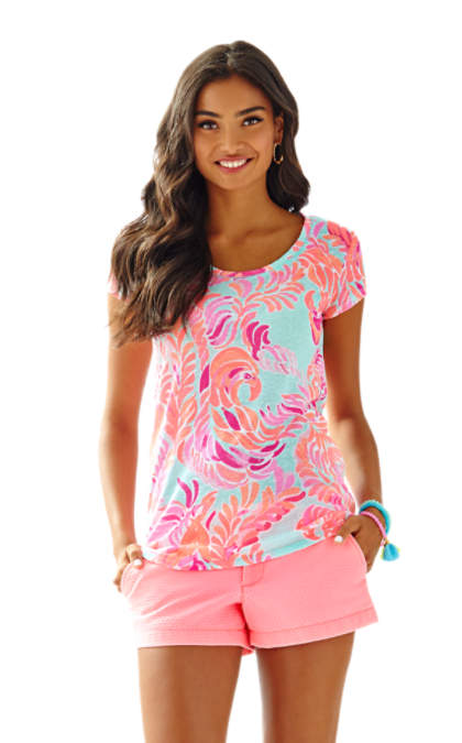 Lilly Pulitzer SARAH TOP - PRINTED Poolside Blue Love Birds