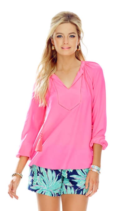 Lilly Pulitzer SARIA TOP Flamingo Pink lilly pulitzer tops for spring