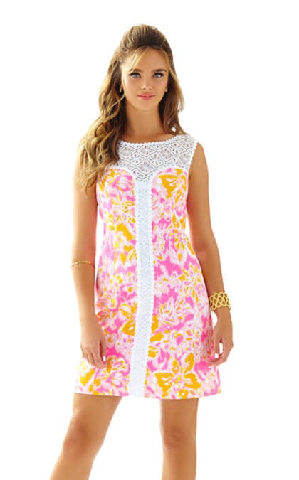 Lilly Pulitzer SOFIA LACE SHIFT DRESS Kir Royal Pink Ooh La La