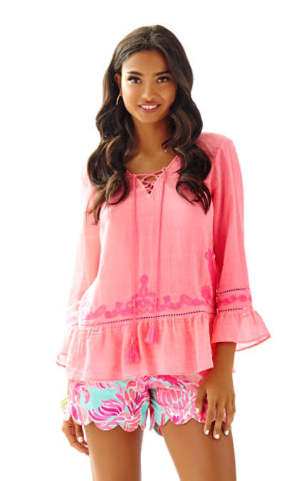 Lilly Pulitzer TALLULAH V-NECK TUNIC Pink Sun Ray