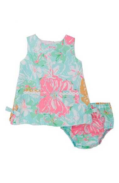 Lilly Pulitzer® 'Baby Lilly' Cotton Shift Dress (Baby Girls) Poolside Blue floral print easter dresses for baby girls