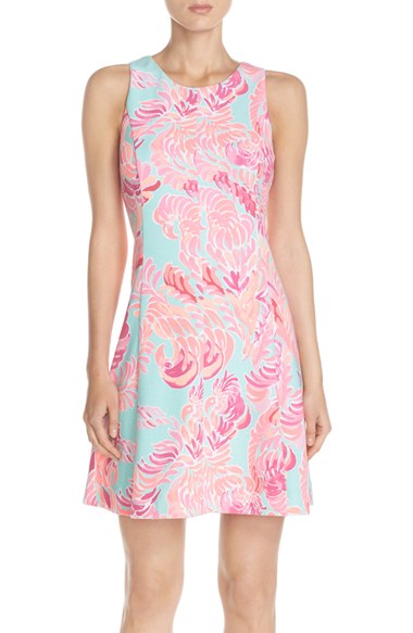 Lilly Pulitzer® 'Cove' Print Ottoman A-Line Dress Poolside Blue Love Birds a-line dresses for easter