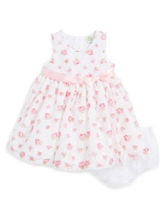 Little Me Floral Print Lace Dress (Baby Girls) White Floral