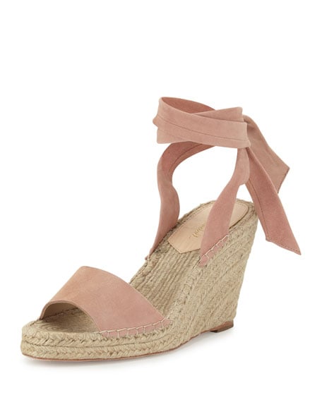 Loeffler Randall Harper Ankle-Wrap Wedge Espadrille Sandal, Blush Pink