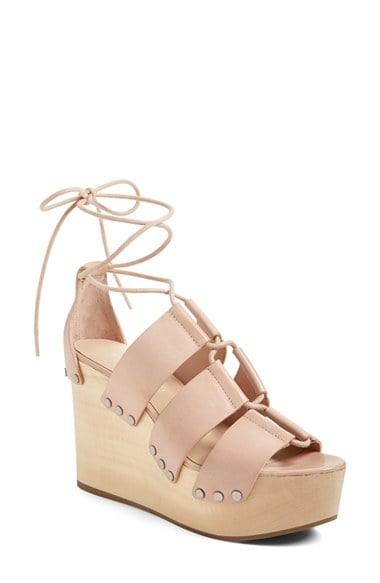 Loeffler Randall 'Ines' Ghillie Wedge Sandal (Women) Nude Vachetta