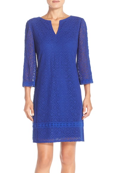 London Times 'Heather' Knit Lace A-Line Dress Blue a-line dresses for easter