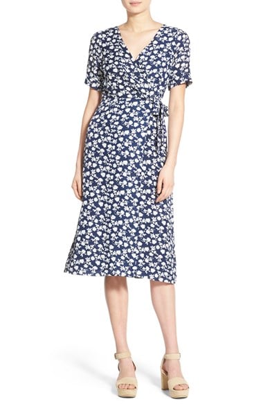 Love Sadie Wrap Front Midi Dress Navy Floral Print midi dresses for easter