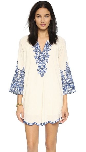 Love Sam Embroidered Dress Ivory Indigo Shopbop Big Event Sale