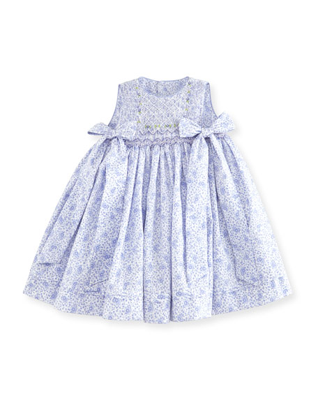 Luli & Me Sleeveless Smocked Floral Dress Lilac, Size 12-24 Months