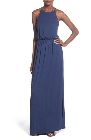 Lush High Neck Maxi Dress Peacoat Blue maxi dresses for easter