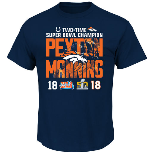 MAJESTIC PEYTON MANNING NAVY RETIREMENT NAME & NUMBER T-SHIRT