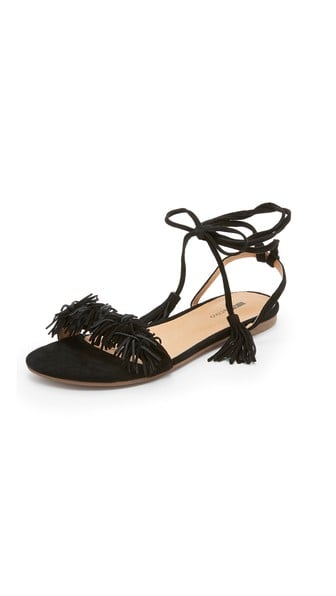 Matiko Delilah Fringe Flat Sandals Black