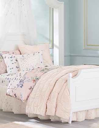 Monique Lhuillier Velvet Pintuck Quilt Pottery Barn Kids blush pink