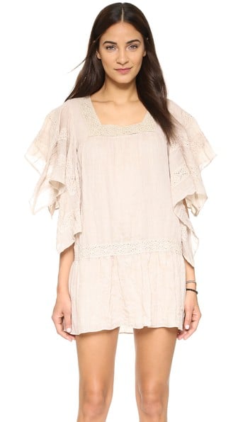 Moon River Lace Trim Mini Dress Light Peach