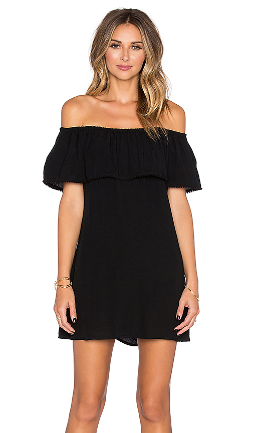 Motel Avon Off The Shoulder Dress Black