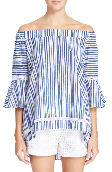 N NICHOLAS Stripe Off the Shoulder Top Washed Stripe