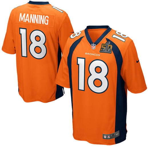 NIKE PEYTON MANNING DENVER BRONCOS ORANGE SUPER BOWL 50 GAME JERSEY