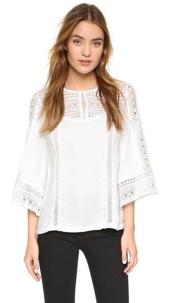 Nanette Lepore Lace Bell Sleeve Top White