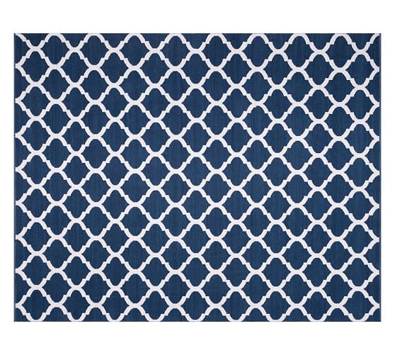 Pottery Barn BECCA TILE REVERSIBLE INDOOR:OUTDOOR RUG - BLUE pottery barn st. patrick's day sale